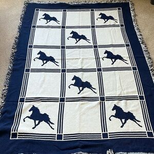 Tennessee Walking Horse navy / cream throw blanket 67 x 47